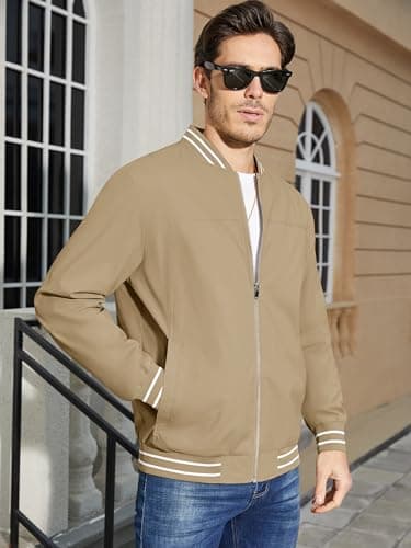 MAGCOMSEN Men's Lightweight Bomber Jacket Zip-Up Windbreaker
