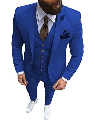 Wangyue Men's Slim Fit 3 Piece Suit Set