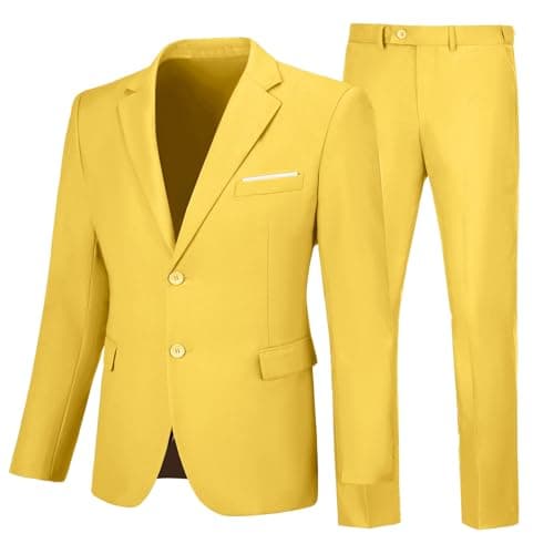 Elionm Men's Slim Fit 2-Piece Business Wedding Tuxedo Suit Jacket and Pants