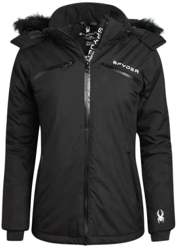 Spyder Women's Color Block Quilted Snow Jacket - Weatherproof Ski with Detachable Hood (S-XL)