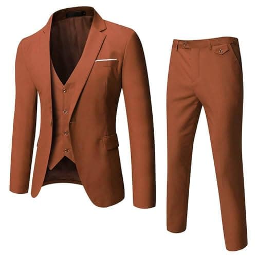 WULFUL Men’s Slim Fit 3-Piece Suit: Blazer, Vest & Pants for Business and Weddings