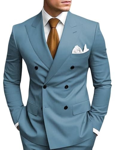 Double Breasted Suit Men Slim Fit 2 Piece Wedding Prom Set