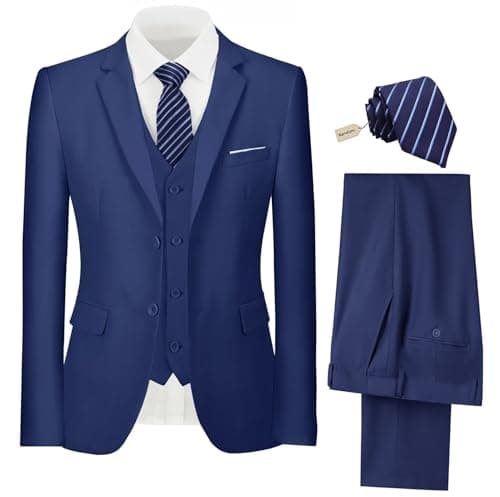 Pyiuhs Slim Fit 3 Piece Wedding Groomsmen Suit Set