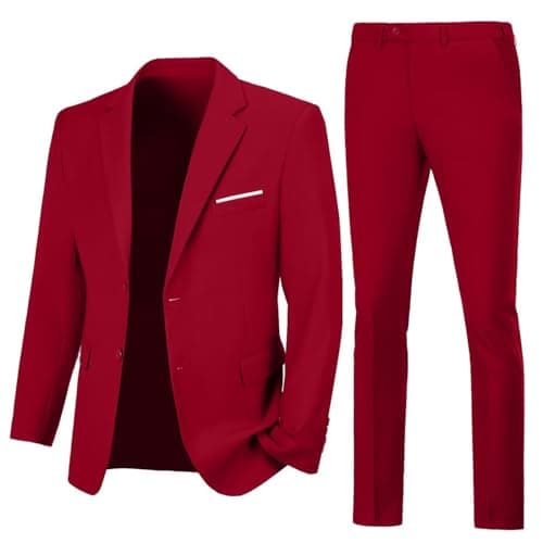 Lynerun Men's Slim Fit 2-Piece Prom Tuxedo Suit Jacket and Pants Set
