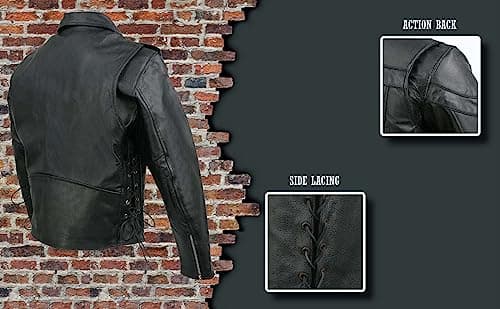 Men's Black EL5411 Classic Side Lace Motorcycle Jacket