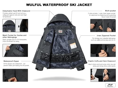 Women's Waterproof Winter Ski Jacket with Detachable Hood