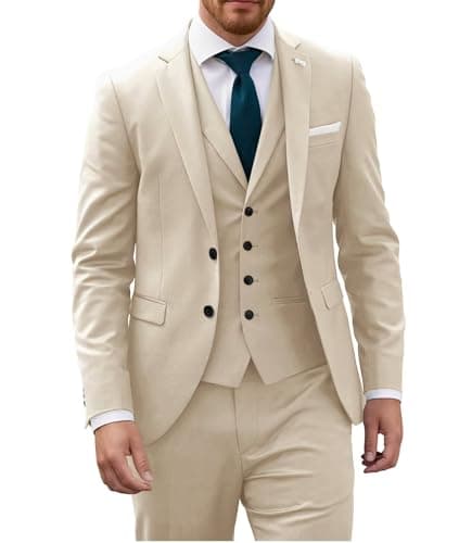 Wangyue Mens Slim Fit 3-Piece Prom Wedding Suit with Blazer Vest Pant