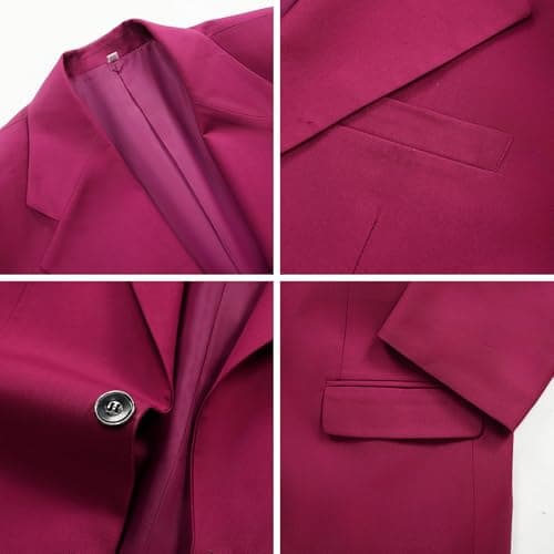 HIGAKI Men's Slim Fit 3-Piece Tuxedo Set, One Button Jacket Pants