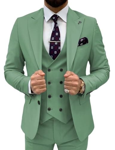 TIJOFA Men's Classic Double Breasted Suit for Wedding & Formal Events