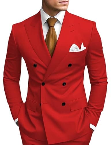 Double Breasted Suit Men Slim Fit 2 Piece Wedding Prom Set