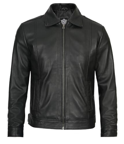 Decrum Mens Real Lambskin Classic Vintage Leather Jacket