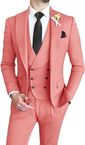AufewB Men's Elegant Solid One-Button Slim Fit Party Suit Set