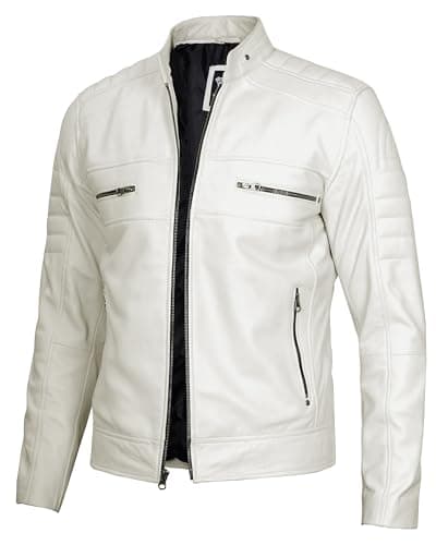 Decrum Men's Cafe Racer Leather Jacket - Real Lambskin Fashion