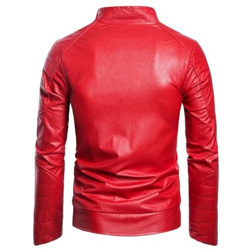 Stylish Men's Slim Leather Biker Jacket with Zipper