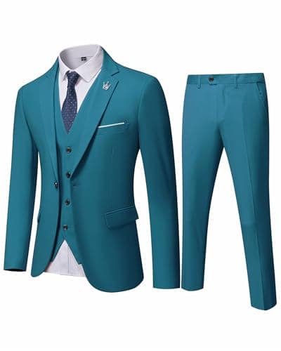 Hihawk Men's Stretch 3-Piece Slim Fit Suit Blazer Set Jacket Vest Pants Tie