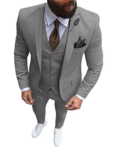 Wangyue Men's Slim Fit 3 Piece Suit Set