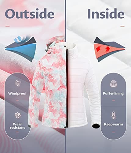 CREATMO Women's 3-in-1 Waterproof Snowboarding Jacket