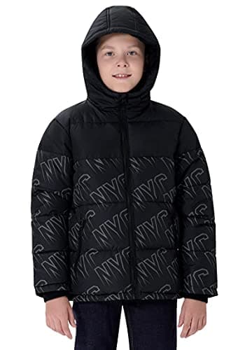 SOLOCOTE Boys Lightweight Thick Winter Jacket Warm & Soft Puffy Cotton Coat with Hood