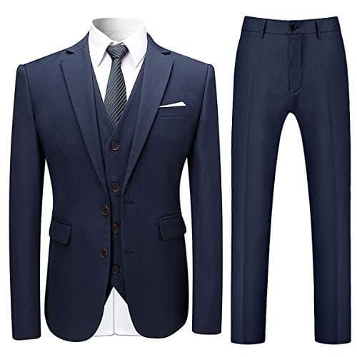 Cloudstyle Mens Classic Fit 3-Piece Wedding Dress Suit Jacket, Vest & Pants