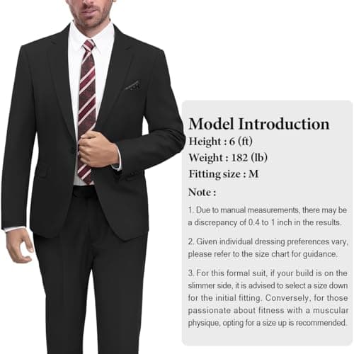 WYWK Men's Slim Fit 2-piece Suit Solid Color Blazer and Pants Tie Wedding Business Party
