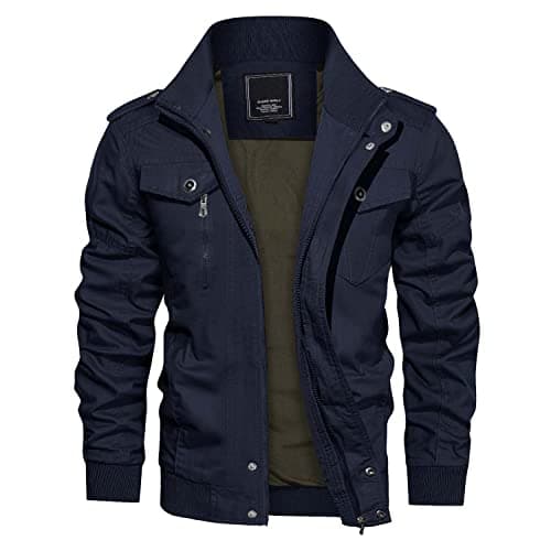 CRYSULLY Men's Casual Windbreaker Jacket with Cargo Pockets