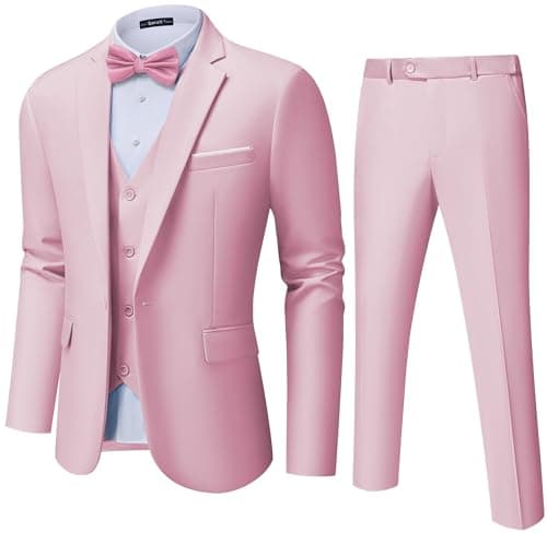 Saruit Men's Slim Fit 3-Piece Tuxedo Set for Prom and Weddings