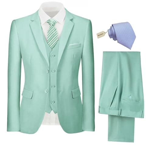 Pyiuhs Slim Fit 3 Piece Wedding Groomsmen Suit Set