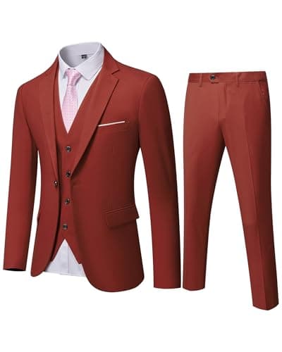 YND Men's Slim Fit 3 Piece Suit with Tie