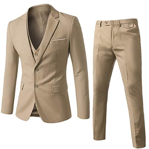 WEEN CHARM Men's Slim Fit 3-Piece Tuxedo Suit 2-Button Jacket Pants Tie