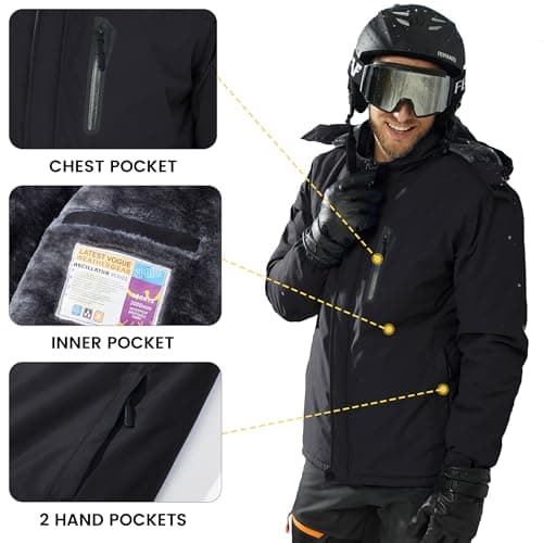 TACVASEN Men's Winter Warm Ski Snowboard Fleece Jacket Windproof Hooded