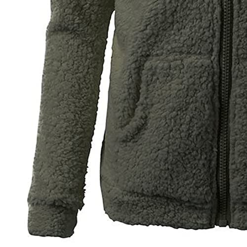 YMADREIG Women's 2023 Winter Fuzzy Fleece Zip-Up Hoodie Coats Plus Size Warm