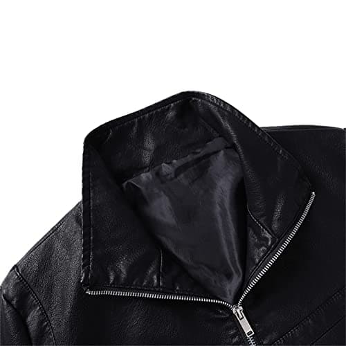 Maiyifu GJ Men's Faux Leather Zip-Up Moto Jacket