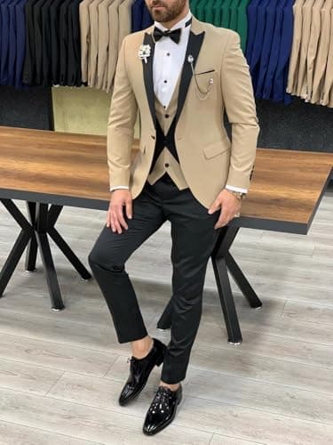 SPTALLFITJSV Slim Fit 3-Piece Men's Wedding Suit Set