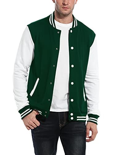 COOFANDY Men's Slim Fit Cotton Varsity Baseball Bomber Jacket
