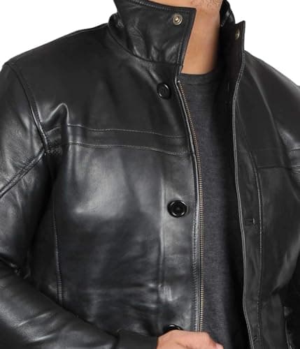 Blingsoul Black/Brown Leather Jacket for Men