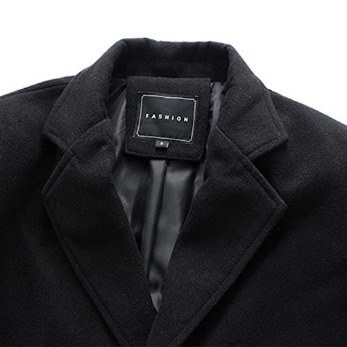 PETCDIM Men's Notched Collar Trench Coat Winter Warm Regular Fit Pea Jacket