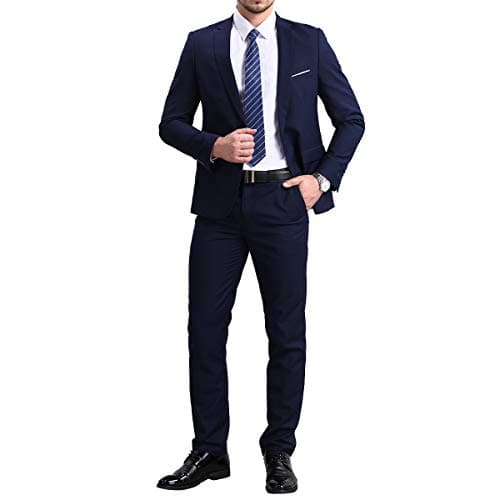 YFFUSHI Men's Slim Fit One-Button Casual Wedding Suit Set