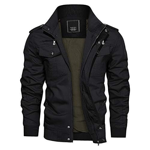 CRYSULLY Men's Casual Windbreaker Jacket with Cargo Pockets
