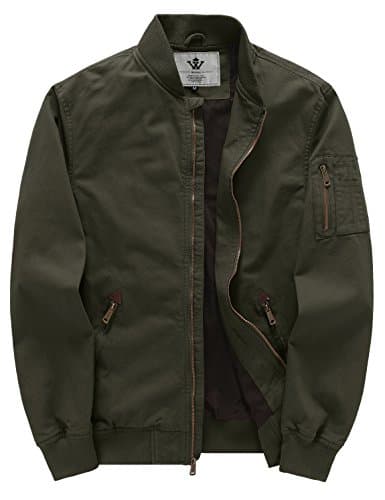 WenVen Men's Lightweight Cotton Flight Bomber Jacket