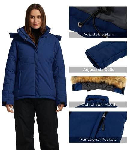 wantdo Women's Waterproof Ski Hooded Snow Coat for Winter Mountain Activities