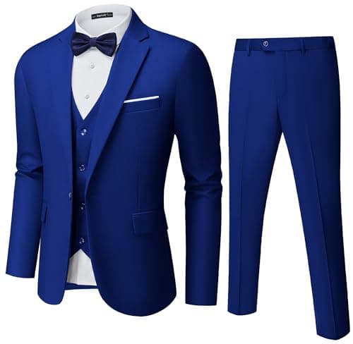 Saruit Men's Slim Fit 3-Piece Tuxedo Set for Prom and Weddings