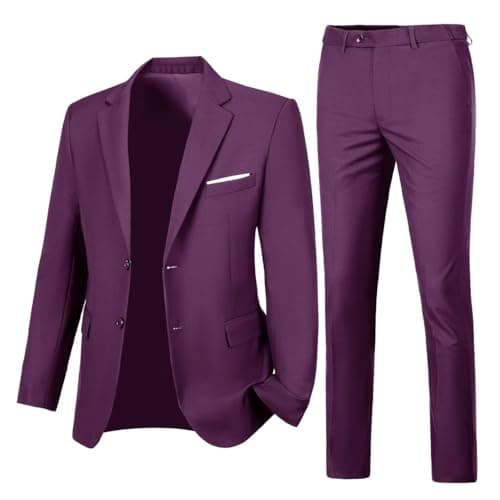 Lynerun Men's Slim Fit 2-Piece Prom Tuxedo Suit Jacket and Pants Set