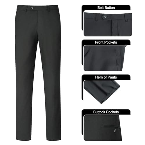 DEETRUST Men's Slim Fit 3 Piece Suit Set with Blazer and Multi-Functional Pockets