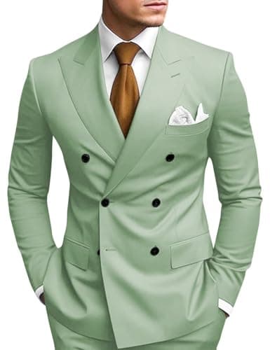 Double Breasted Suit Men Slim Fit 2 Piece Wedding Prom Set
