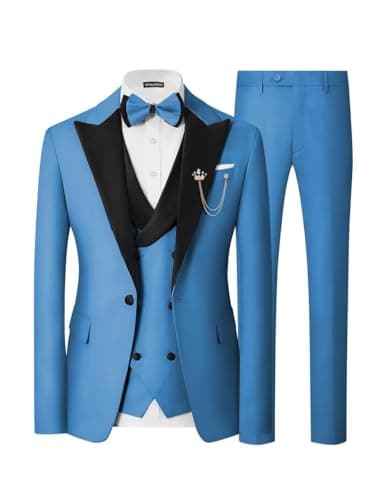 SPTALLFITJSV Mens Slim Fit Double Breasted Tuxedo Suit for Wedding Prom Dinner