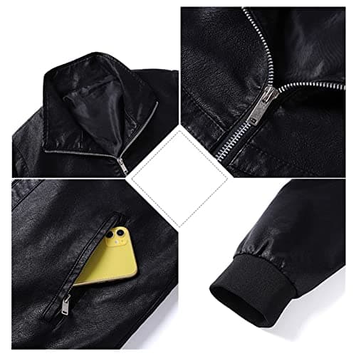 Maiyifu GJ Men's Faux Leather Zip-Up Moto Jacket