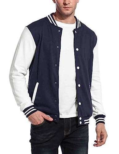 COOFANDY Men's Slim Fit Cotton Varsity Baseball Bomber Jacket