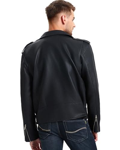 WULFUL Men's Faux Leather Bomber Jacket for Motorcycle