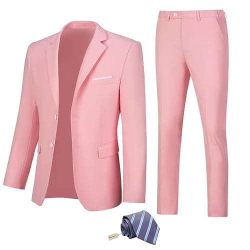 Fesenbo Men's Slim Fit 2-Piece Business Suit Blazer and Pants for Prom and Weddings