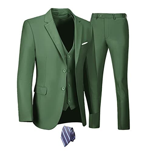 Men's 3-Piece Slim Fit Suit Set - Wedding Business Tuxedo with Blazer, Vest, Pants & Tie